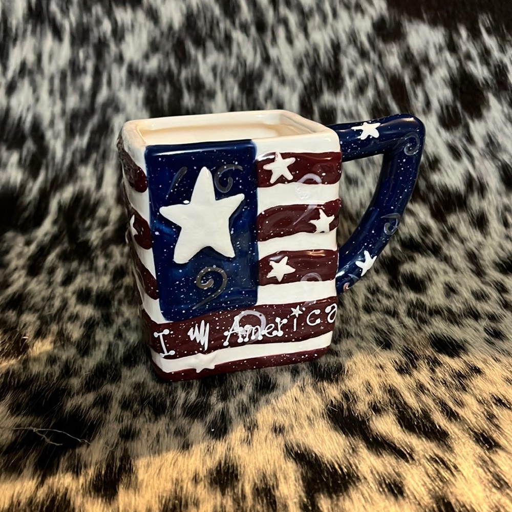 America red white and blue with Stars and Stripes mug
